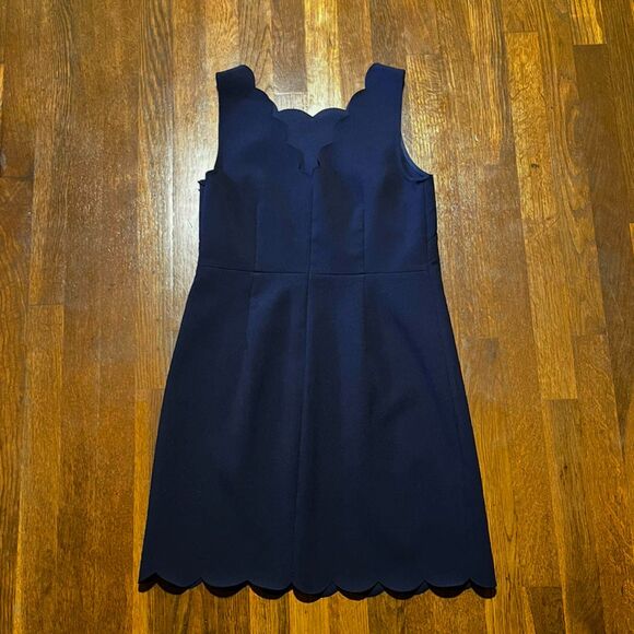 J.Crew Navy Scalloped Neck Sheath Dress Size 6 Petite - Picture 2 of 8
